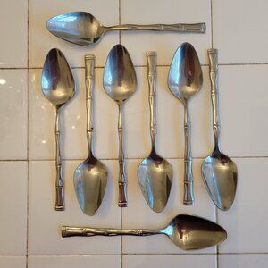 8 Bamboo Design Stainless Steel Table Spoons Korea Place Spoons